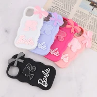 قاب موج دار آیفون iPhone 15 طرح Barbie برجسته