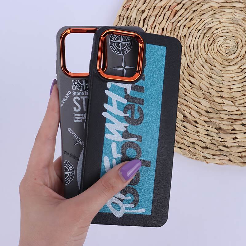 قاب چرمی سامسونگ Galaxy A06 طرح دار دور محافظ لنز متال