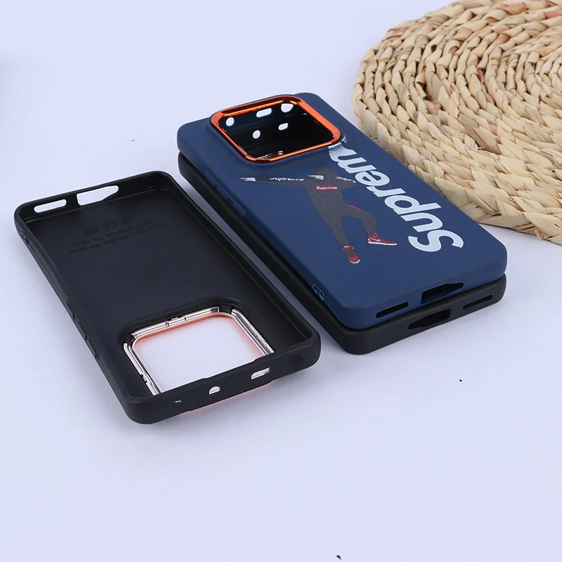 قاب چرمی شیائومی Poco X7 / Redmi Note 14 Pro 5G طرح دار دور محافظ لنز متال