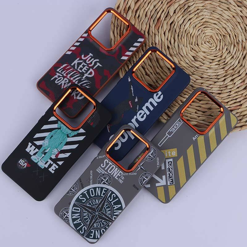 قاب چرمی شیائومی Redmi Note 14 طرح دار دور محافظ لنز متال