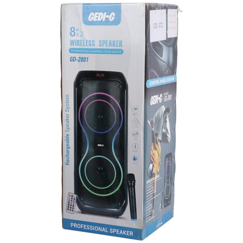 اسپیکر چمدانی بلوتوثی GEDI-G GD-2801 + میکروفون و ریموت کنترل