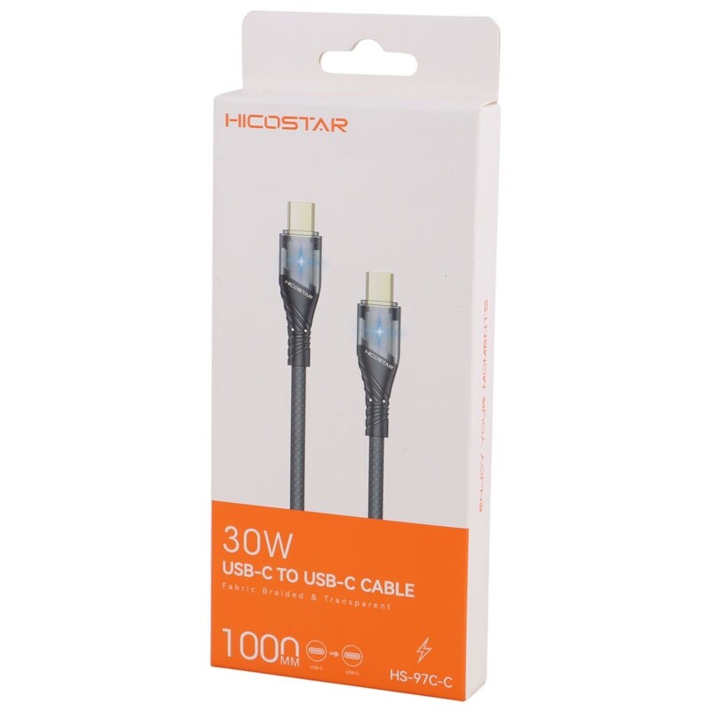 کابل تبدیل فست شارژ Hicostar HS -97C-C Type-C to Type-C 30W 1m