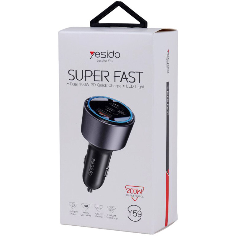 شارژر فندکی فست شارژ Yesido Y59 5A QC3.0 PD 100W