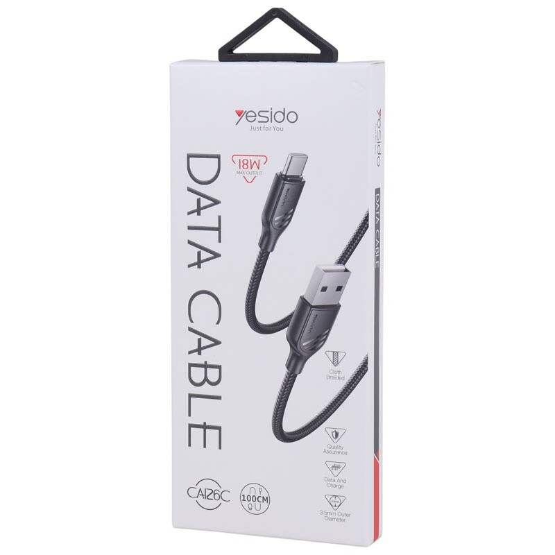 کابل تایپ سی فست شارژ Yesido CA126C 18W 1m