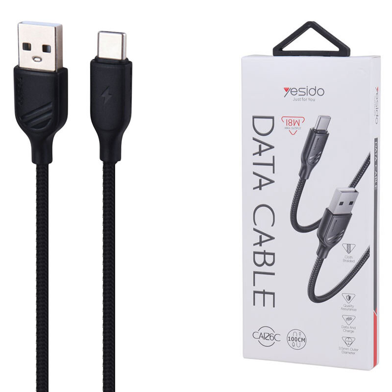 کابل تایپ سی فست شارژ Yesido CA126C 18W 1m