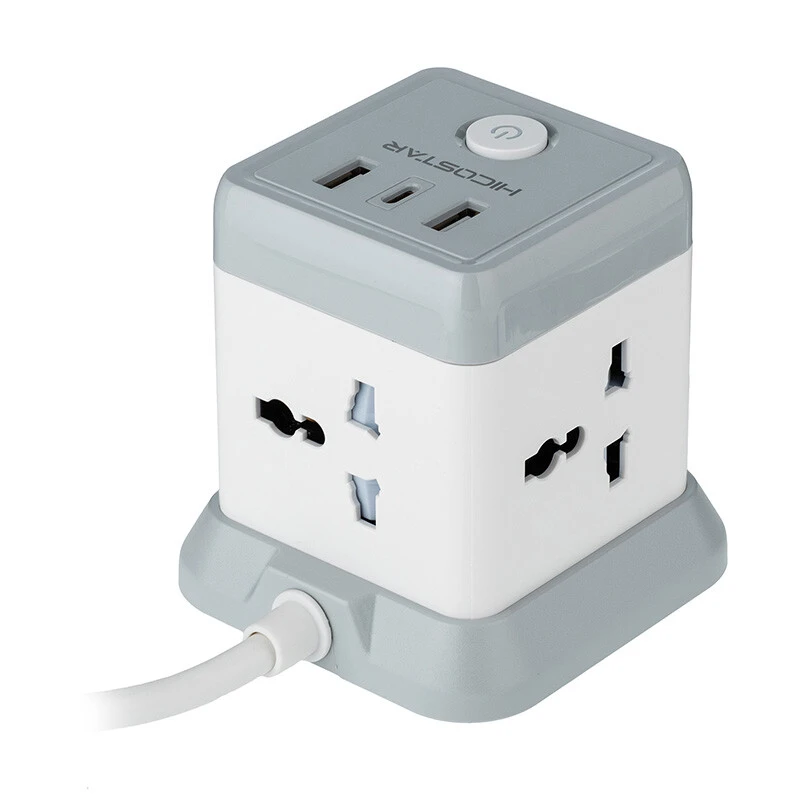 چند راهی 4 خانه هایکو استار HS-PS321 با کابل 2 متری + شارژر USB و Type-C
