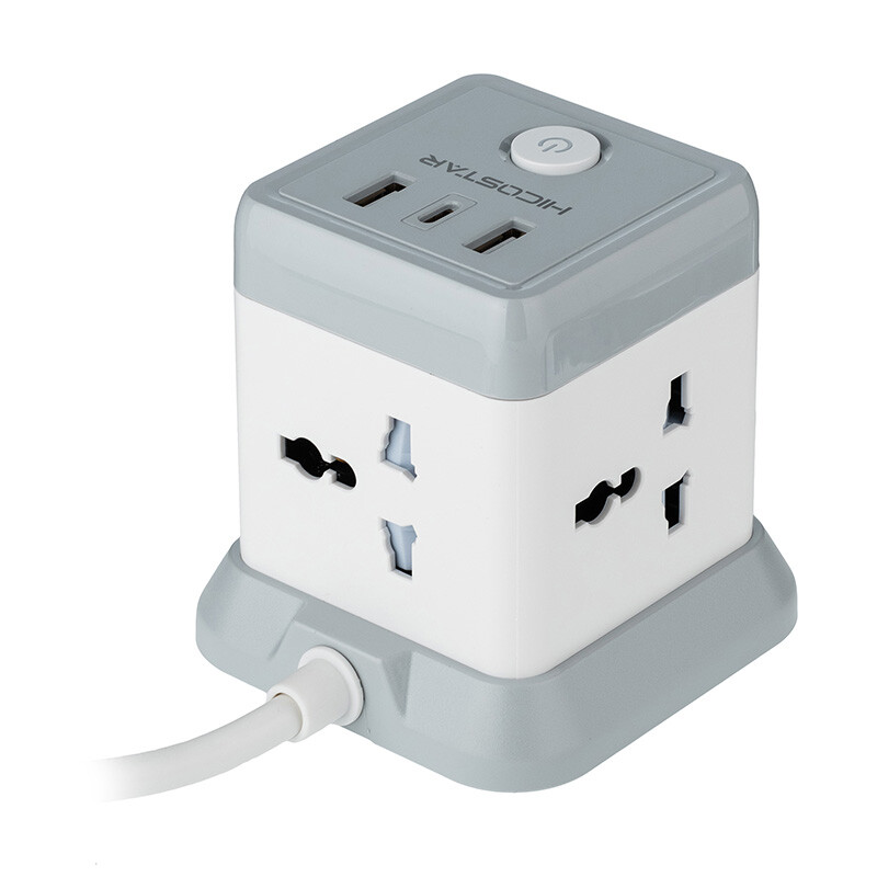 چند راهی 4 خانه هایکو استار HS-PS321 با کابل 2 متری + شارژر USB و Type-C