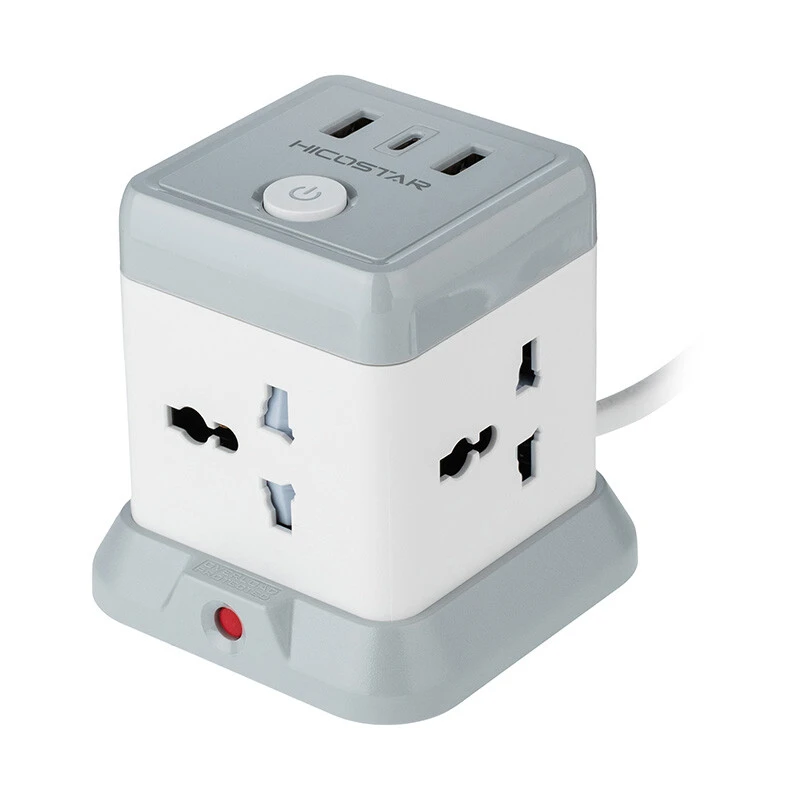 چند راهی 4 خانه هایکو استار HS-PS321 با کابل 2 متری + شارژر USB و Type-C