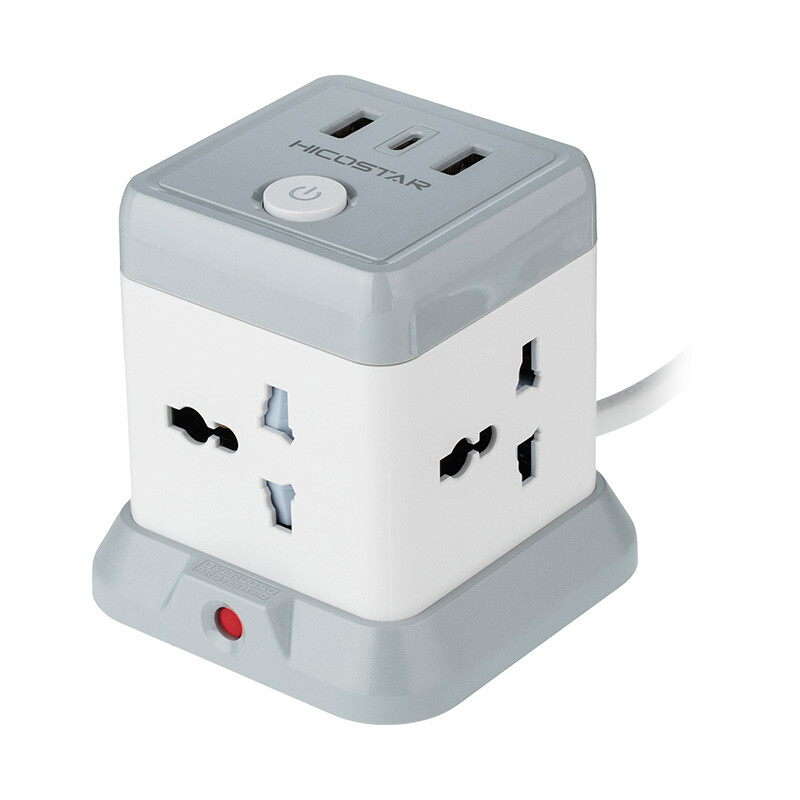چند راهی 4 خانه هایکو استار HS-PS321 با کابل 2 متری + شارژر USB و Type-C