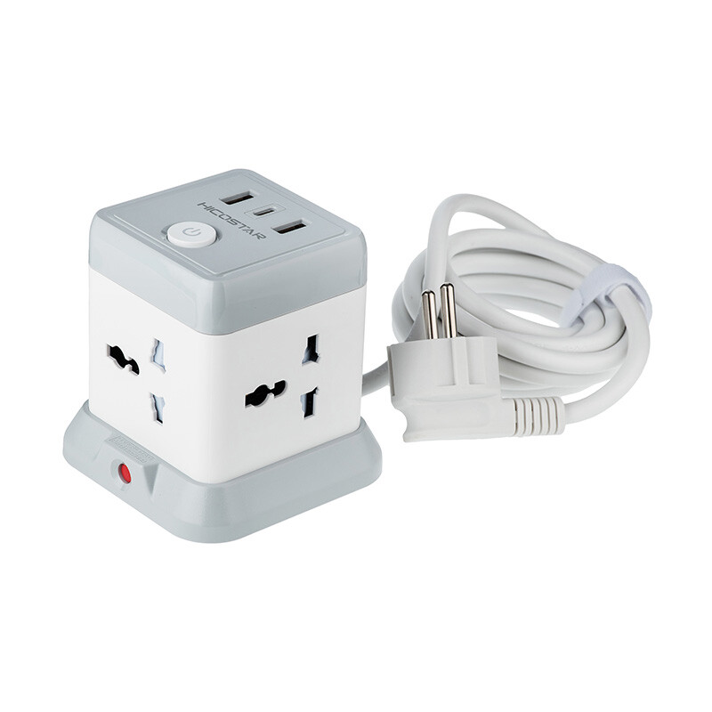 چند راهی 4 خانه هایکو استار HS-PS321 با کابل 2 متری + شارژر USB و Type-C