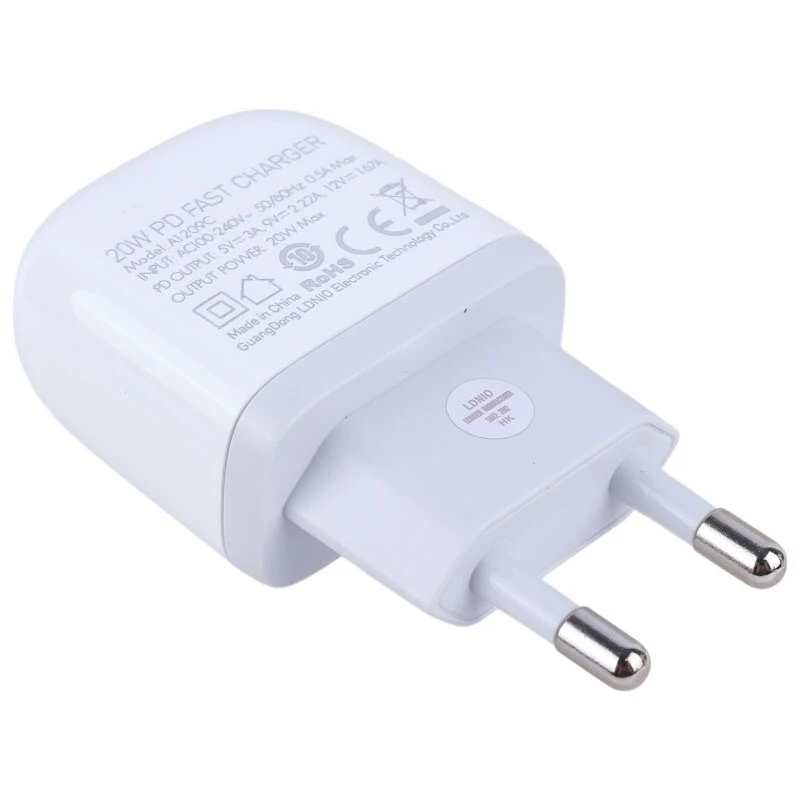 شارژر دیواری 20 وات الدینیو A1209C PD 3A + کابل تبدیل آیفونی