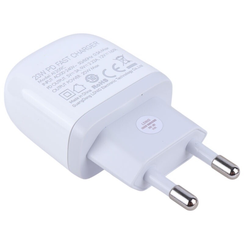 شارژر دیواری 20 وات الدینیو A1209C PD 3A + کابل تبدیل آیفونی