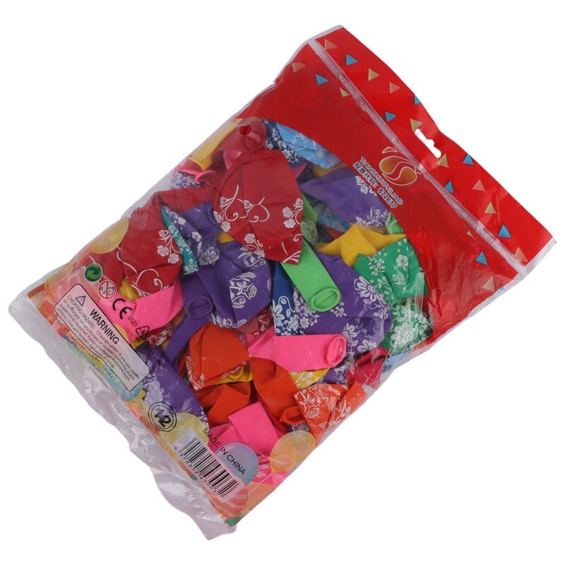 بادکنک 12 اینچ گل دار بسته 100 عددی