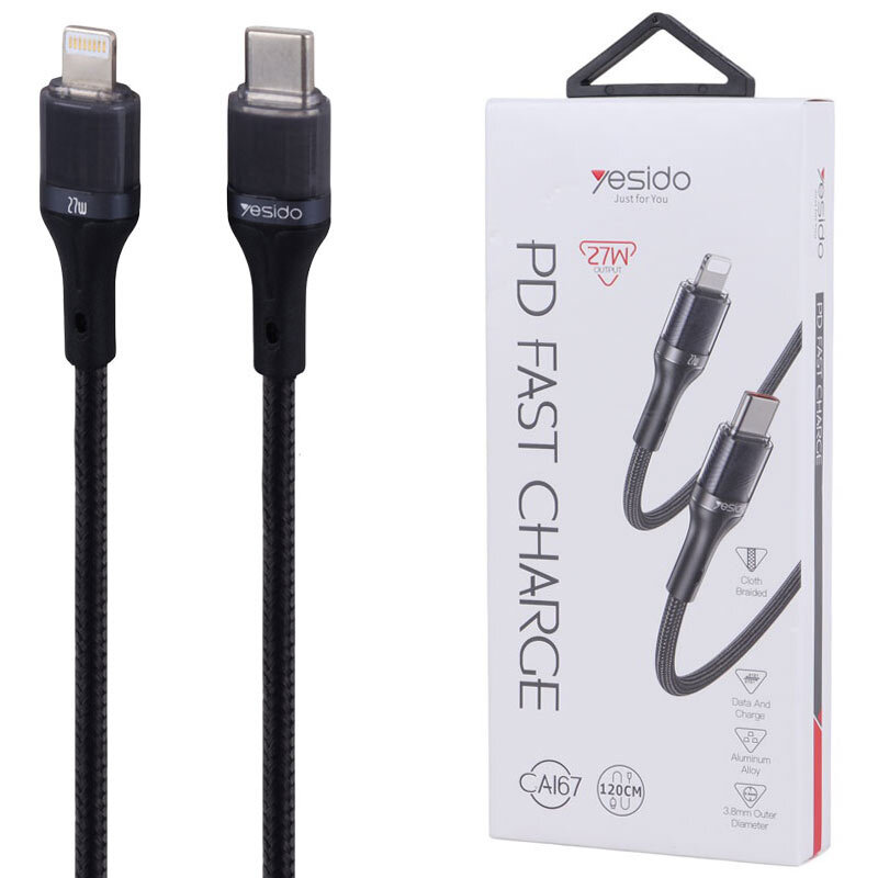 کابل تبدیل فست شارژ Yesido CA167 Type-C To Lightning PD 27W 1.2m