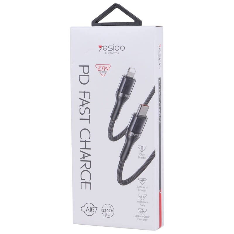 کابل تبدیل فست شارژ Yesido CA167 Type-C To Lightning PD 27W 1.2m