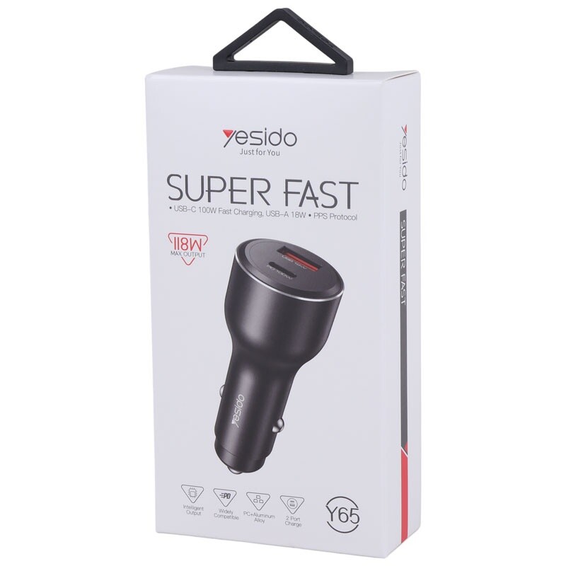 شارژر فندکی فست شارژ Yesido Y65 PD 5A 100W