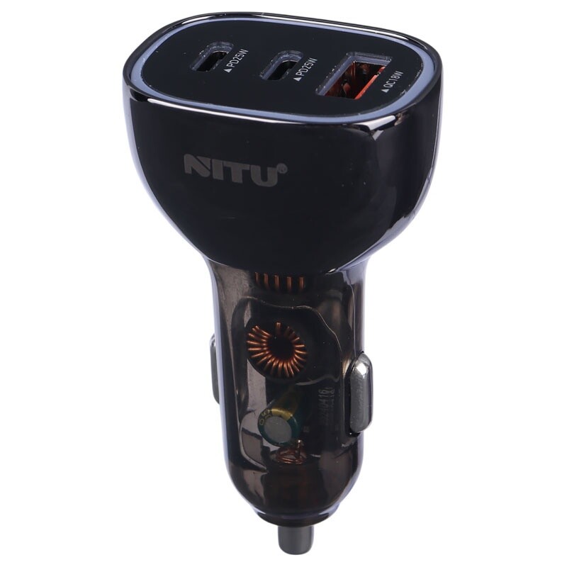 شارژر فندکی فست شارژ Nitu NDC38 3A QC3.0 PD 25W + کابل تبدیل آیفونی