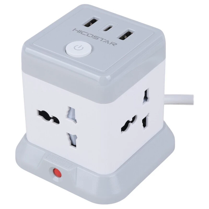 چند راهی 4 خانه هایکو استار HS-PS321 با کابل 2 متری + شارژر USB و Type-C