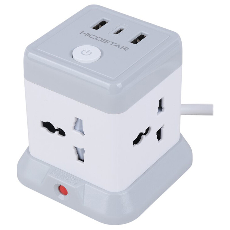 چند راهی 4 خانه هایکو استار HS-PS321 با کابل 2 متری + شارژر USB و Type-C