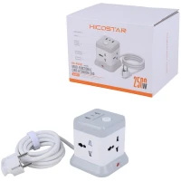 چند راهی 4 خانه هایکو استار HS-PS321 با کابل 2 متری + شارژر USB و Type-C