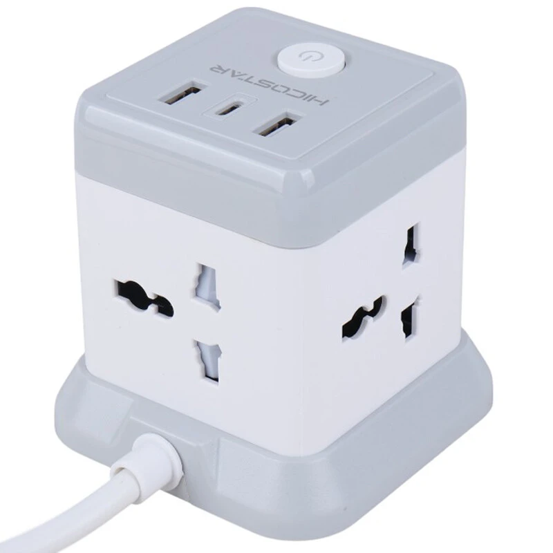 چند راهی 4 خانه هایکو استار HS-PS321 با کابل 2 متری + شارژر USB و Type-C