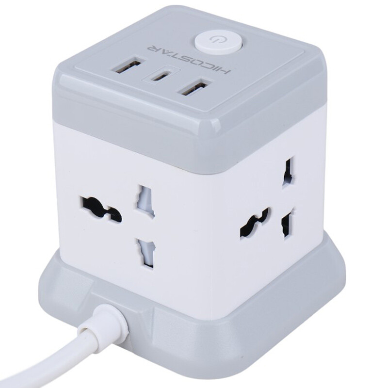 چند راهی 4 خانه هایکو استار HS-PS321 با کابل 2 متری + شارژر USB و Type-C