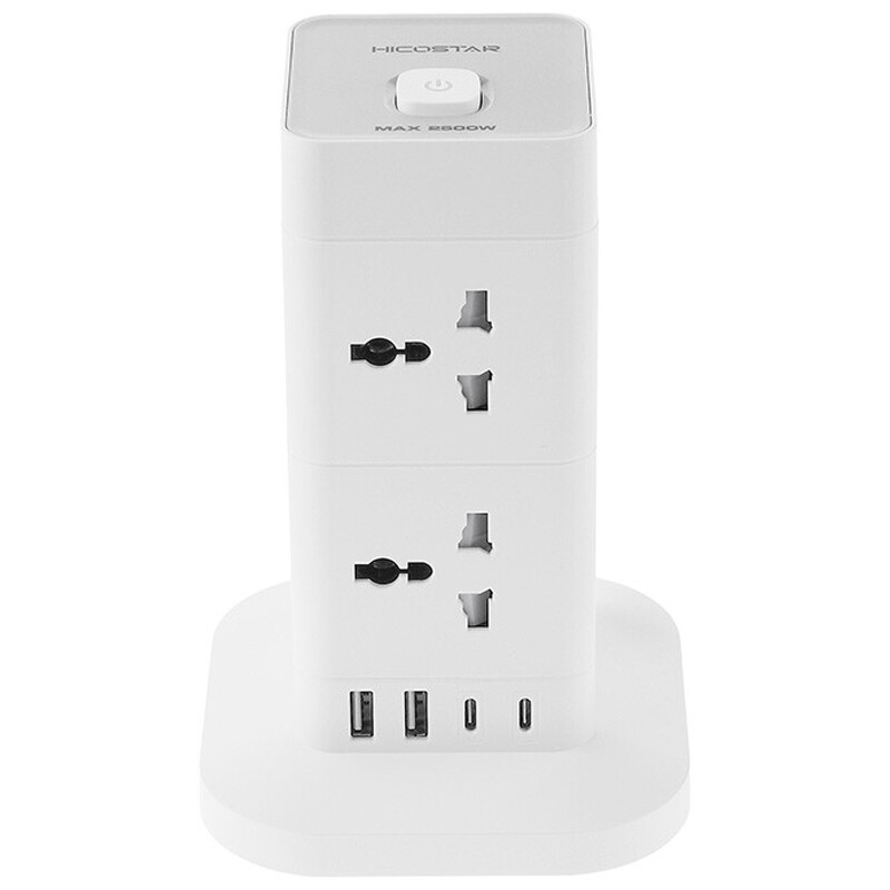 چند راهی 8 خانه برق هایکو استار HS-PS322 با کابل 2 متری + شارژر USB و Type-C