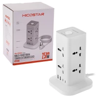 چند راهی 8 خانه برق هایکو استار HS-PS322 با کابل 2 متری + شارژر USB و Type-C