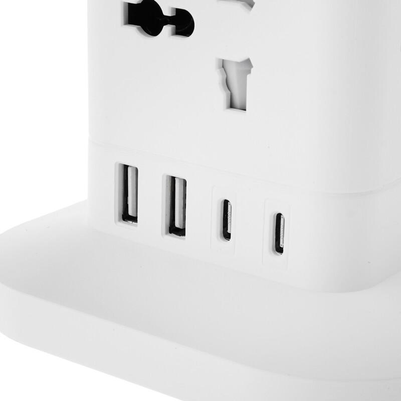 چند راهی 8 خانه برق هایکو استار HS-PS322 با کابل 2 متری + شارژر USB و Type-C
