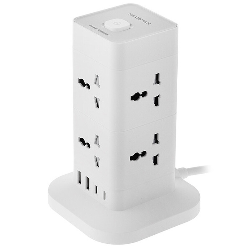 چند راهی 8 خانه برق هایکو استار HS-PS322 با کابل 2 متری + شارژر USB و Type-C