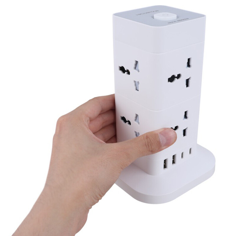 چند راهی 8 خانه برق هایکو استار HS-PS322 با کابل 2 متری + شارژر USB و Type-C