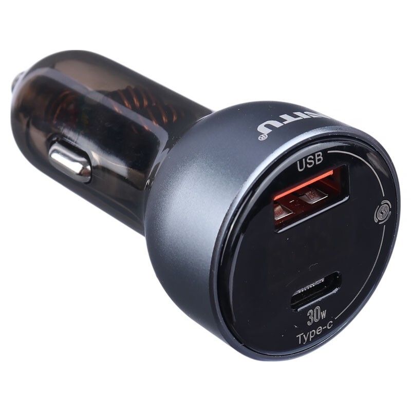 شارژر فندکی فست شارژ Nitu NDC41 3A QC3.0 PD 30W + کابل تبدیل آیفونی
