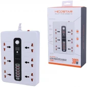 چند راهی 6 خانه هایکو استار HS-PS320 با کابل 2 متری + شارژر USB و Type-C