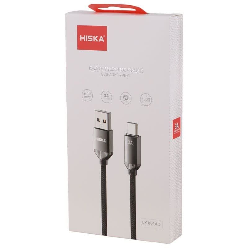 کابل تایپ سی فست شارژ Hiska LX-801AC 3A QC3.0 PD 1m