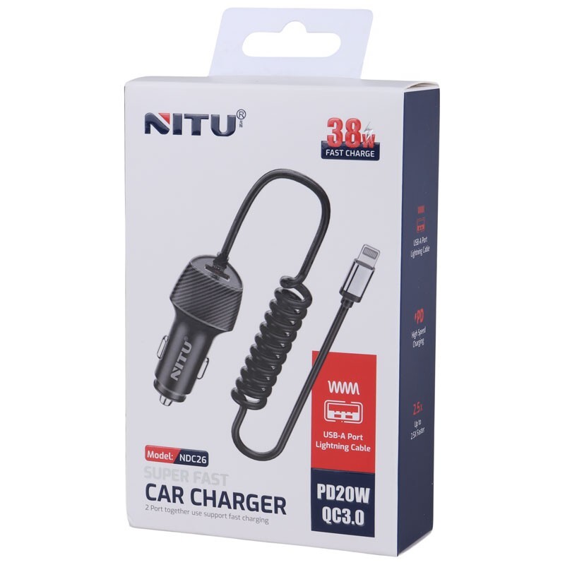 شارژر فندکی فست شارژ Nitu NDC26 3A QC3.0 PD 20W