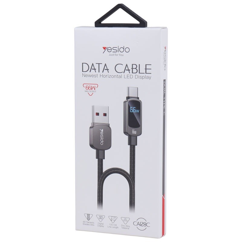 کابل تایپ سی فست شارژ Yesido CA128C 66W 1.2m