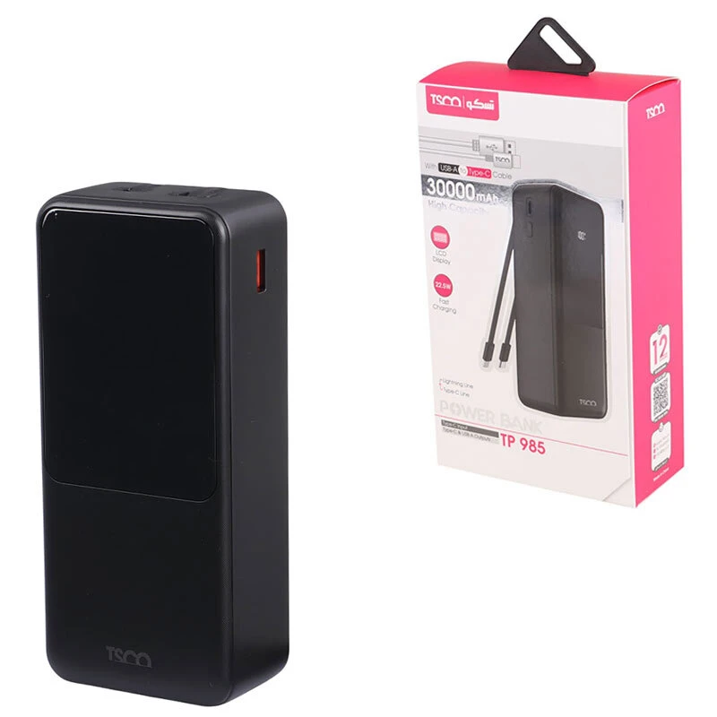 پاور بانک فست شارژ تسکو TP 985 QC3.0 PD 22.5W ظرفیت 30000 میلی آمپر ساعت