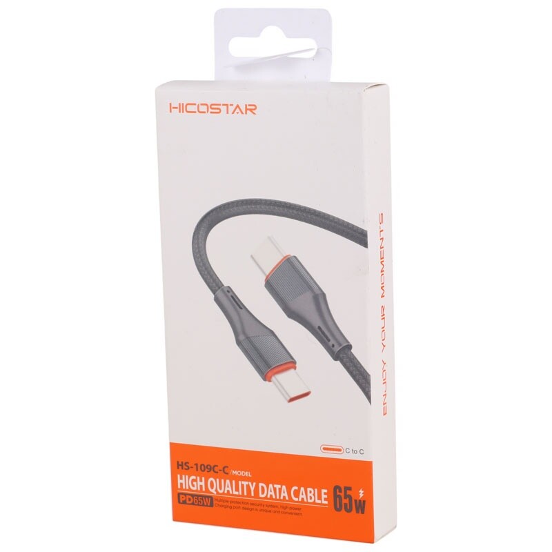 کابل تبدیل فست شارژ Hicostar HS-109C-C Type-C to Type-C PD 65W 1m