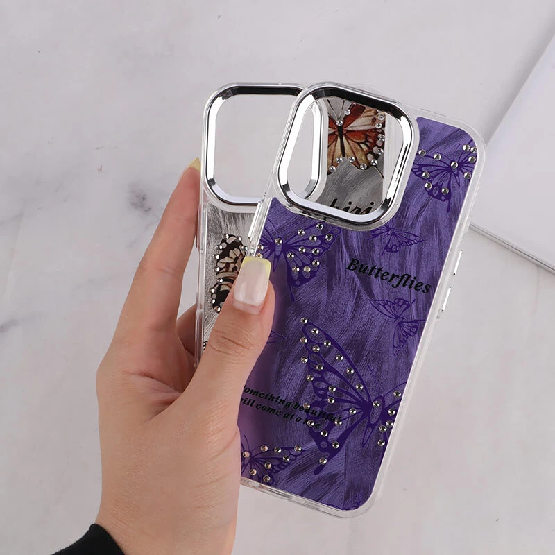 قاب آیفون iPhone 16 Pro طرح پروانه نگین دار