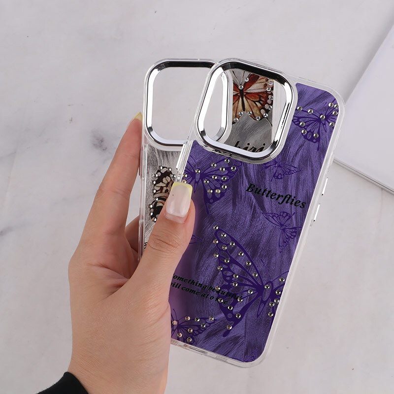 قاب آیفون iPhone 16 Pro طرح پروانه نگین دار