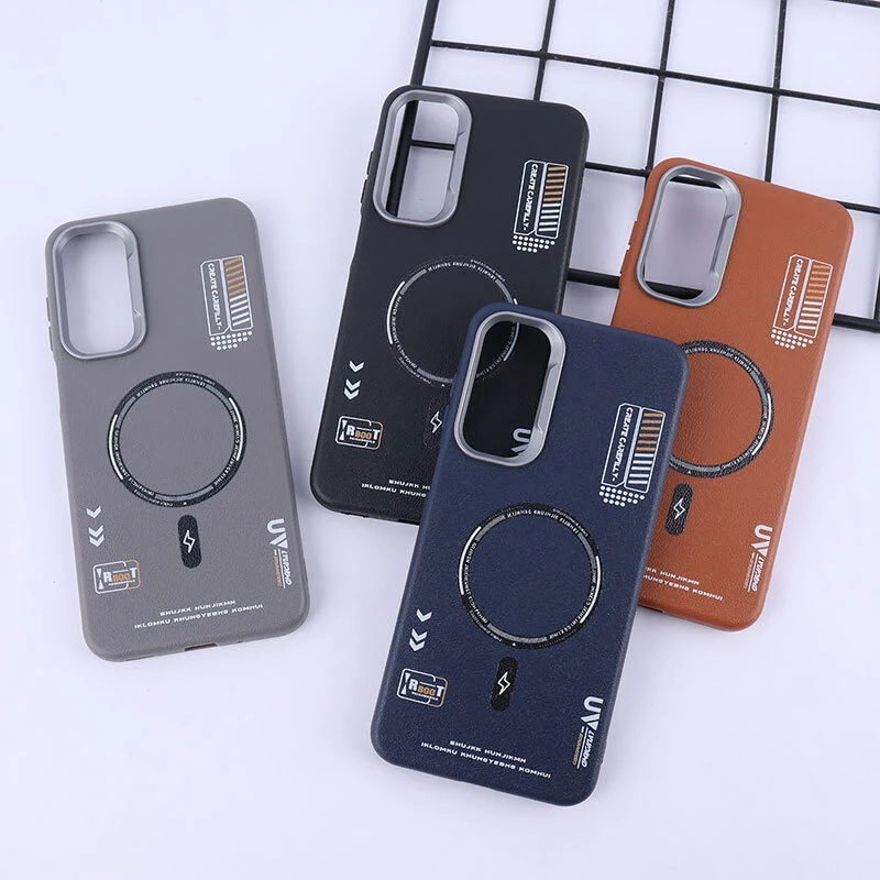 قاب چرمی ژله ای Leather سامسونگ Galaxy A16 4G / A16 5G طرح مگ سیف