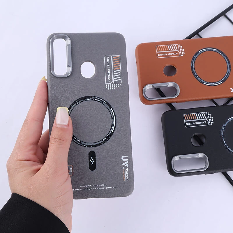 قاب چرمی ژله ای Leather سامسونگ Galaxy A20s طرح مگ سیف