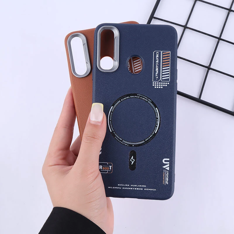 قاب چرمی ژله ای Leather سامسونگ Galaxy A20s طرح مگ سیف
