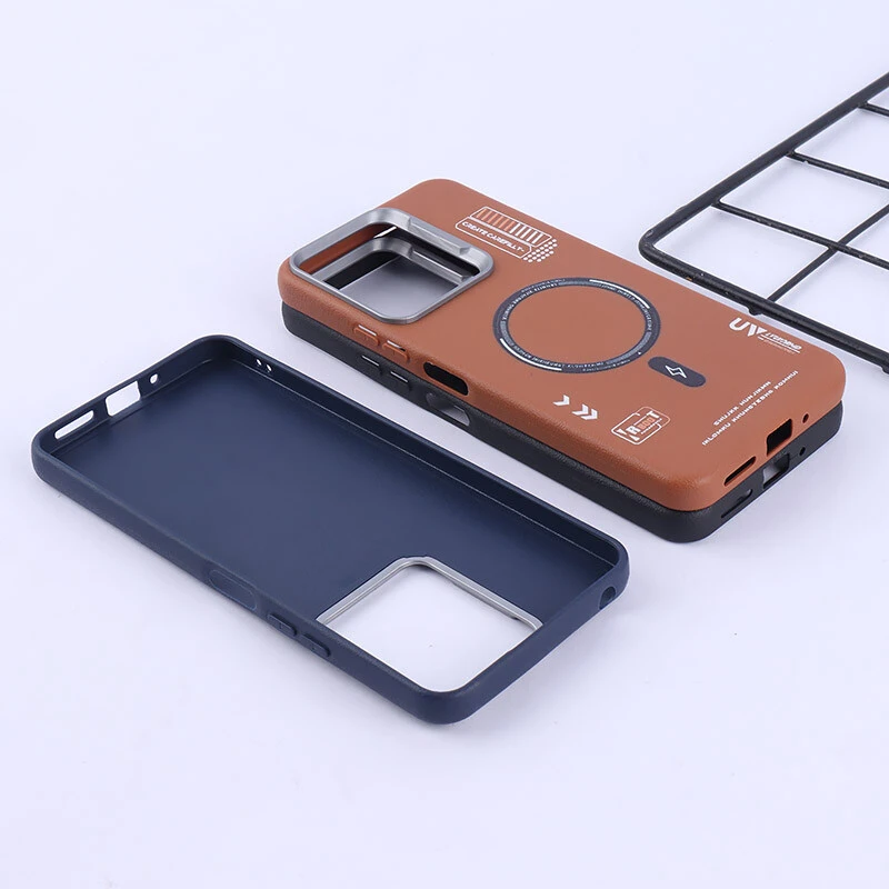 قاب چرمی ژله ای Leather شیائومی Redmi 13C / Poco C65 طرح مگ سیف