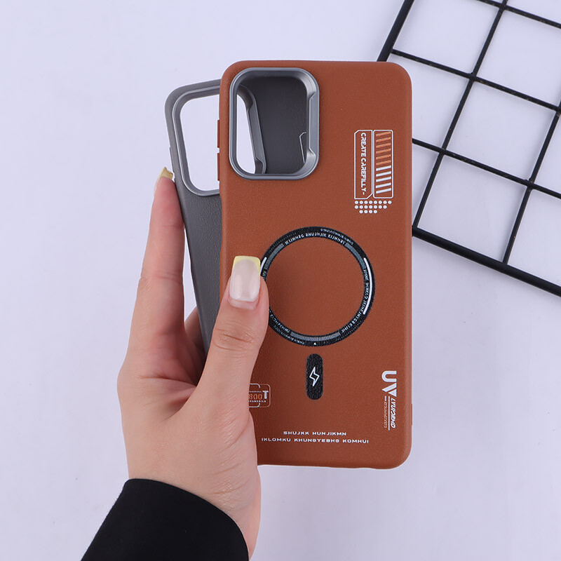 قاب چرمی ژله ای Leather سامسونگ Galaxy A22 4G / M22 / M32 4G طرح مگ سیف