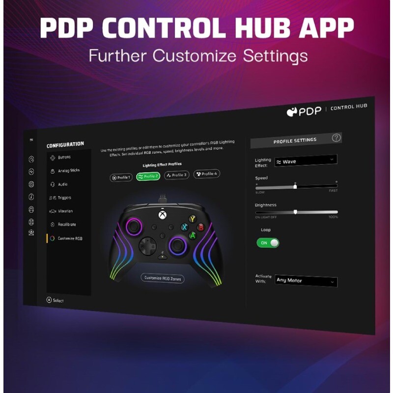 دسته بازی PDP Afterglow Wave Black XBOX Series X/S / PC