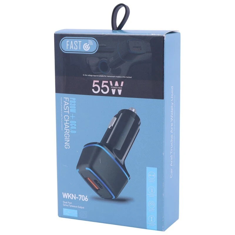 شارژر فندکی فست شارژ WKN-706 3.3A QC4.0 PD 30W