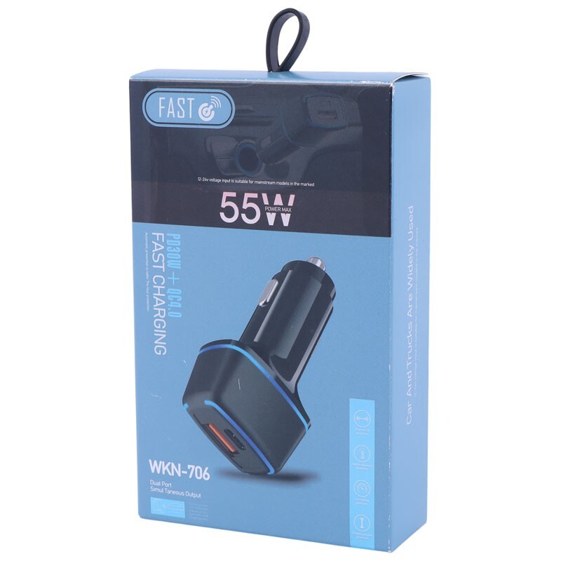 شارژر فندکی فست شارژ WKN-706 3.3A QC4.0 PD 30W