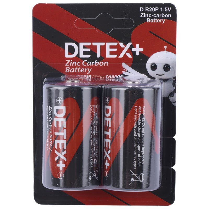 باتری دوتایی بزرگ Detex+ R20P 1.5V D