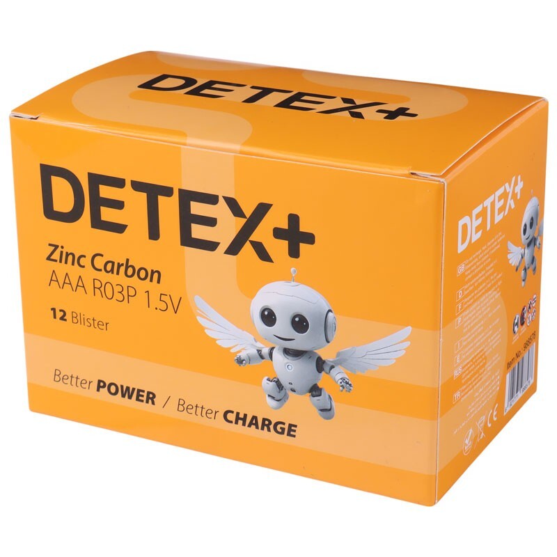باتری دوتایی نیم قلمی Detex+ Zinc Carbon R03P 1.5V AAA
